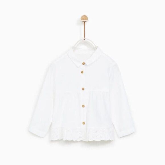 Zara Other - 𝅺zara Ruffle Collar Texture White Blouse